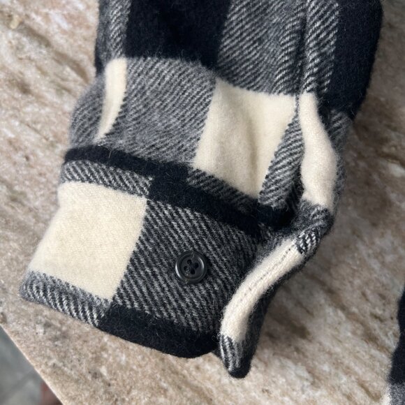 Lauren Ralph Lauren Wool Flannel Shacket Black White Check Medium Full Zip Women - Picture 6 of 9
